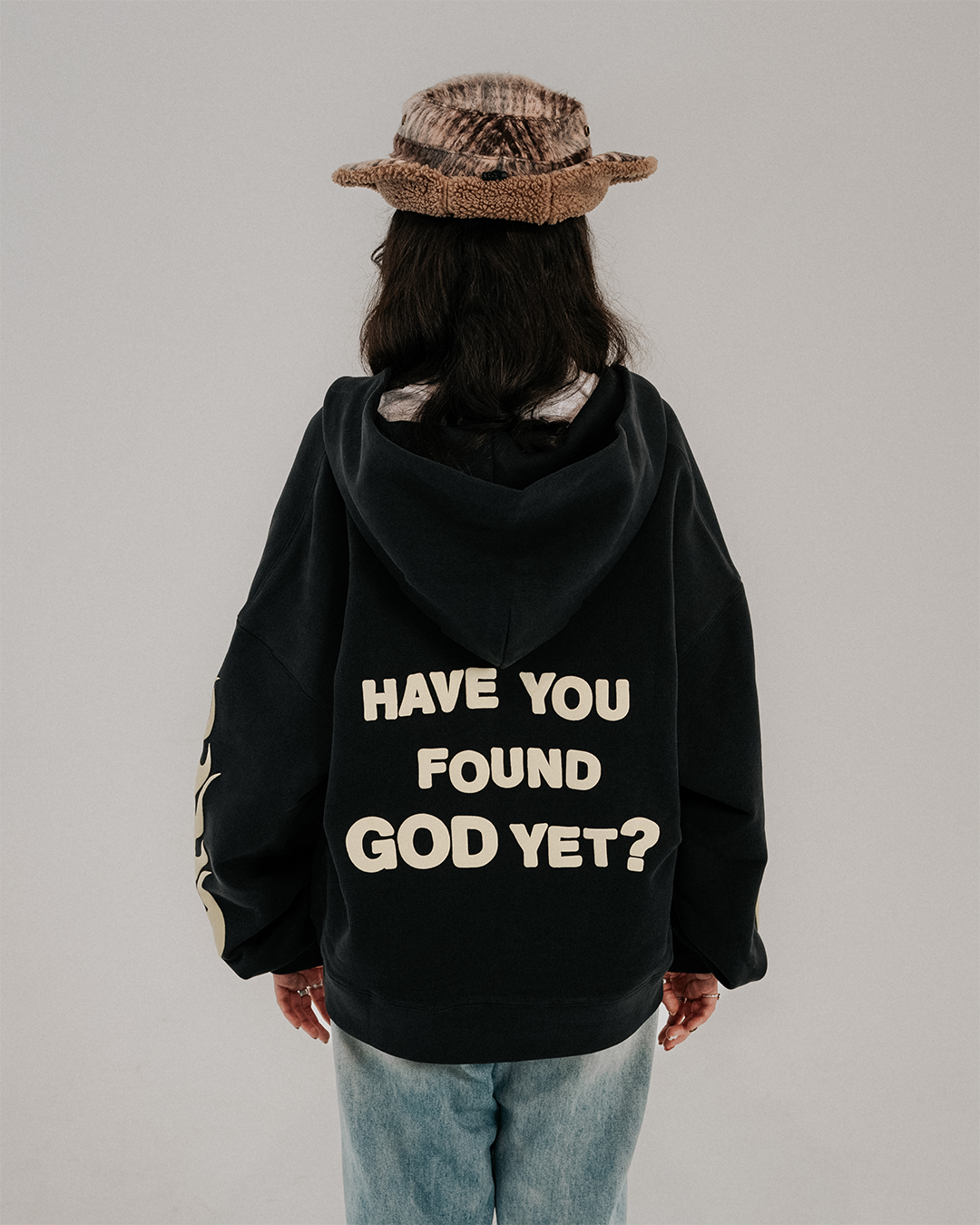 Charcoal “found God” Zip Up