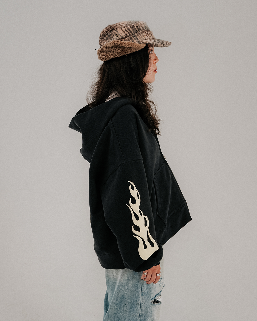 Charcoal “found God” Zip Up