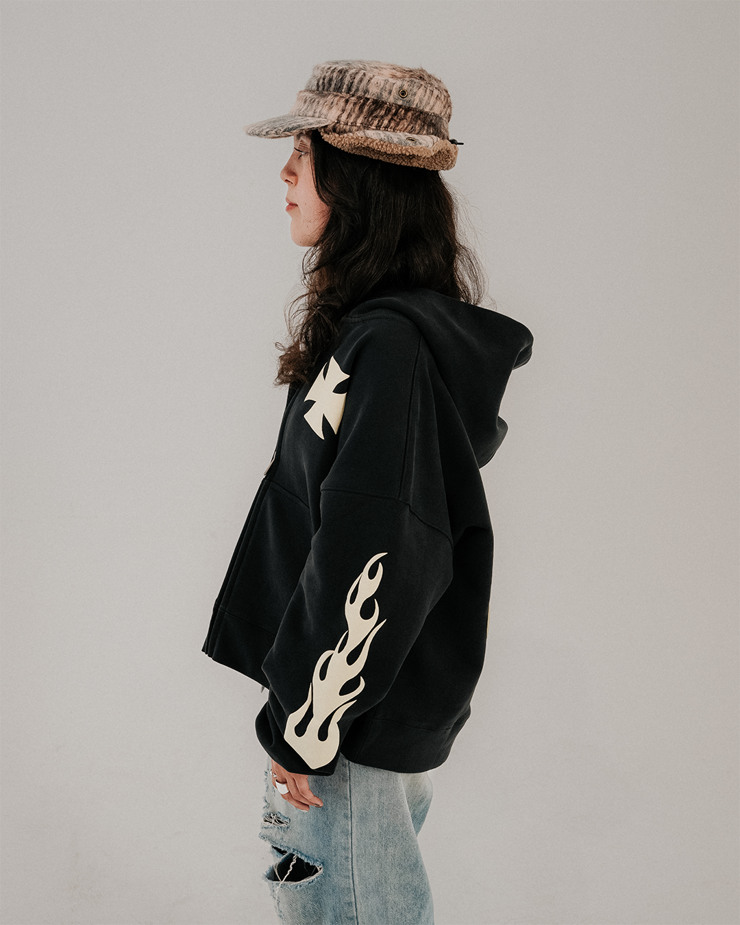Charcoal “found God” Zip Up